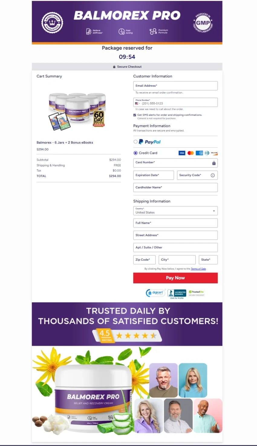 Balmorex secure payment checkout with encrypted protection
